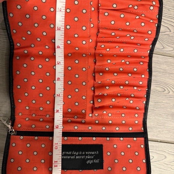 Gigi Hill Floral Black and Coral Brush Roll/ Clutch